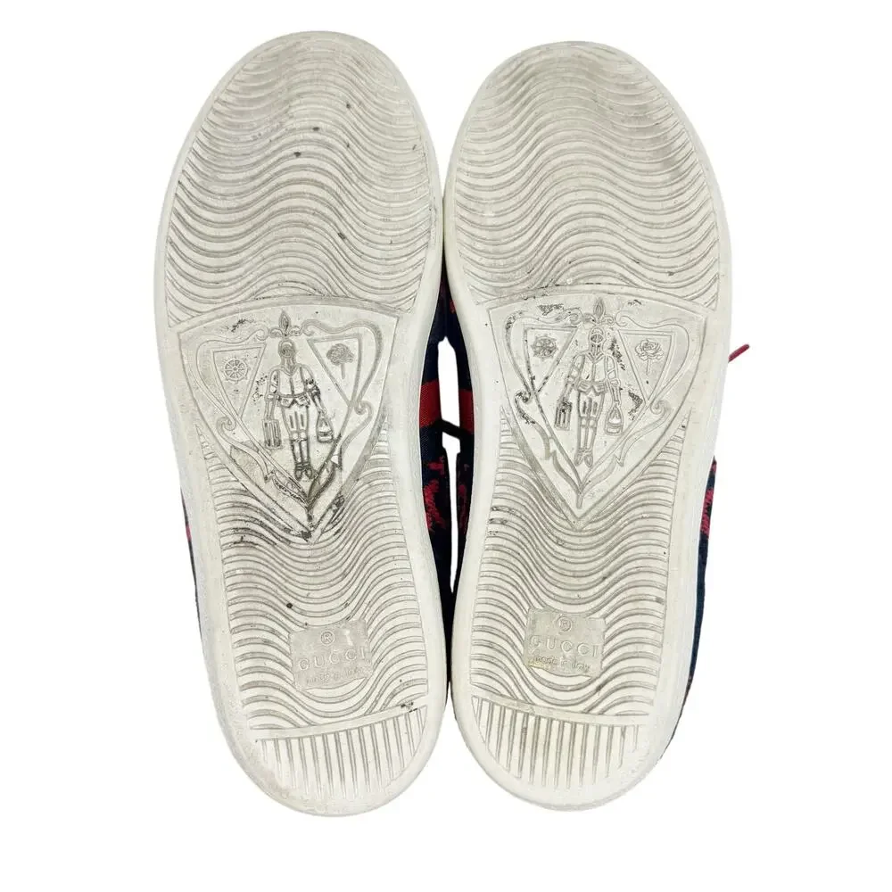 Gucci Ace GG Fabric Sneakers Navy Red Monogram Web Stripe Low Top Women’s 39 - Picture 8 of 11